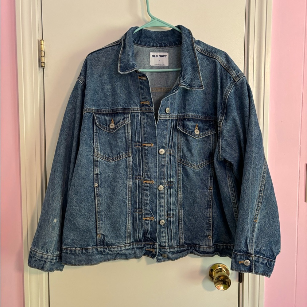 Old Navy Distressed Denim Jacket - Size 2X